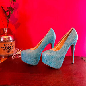 Turquoise Platform Stilettos